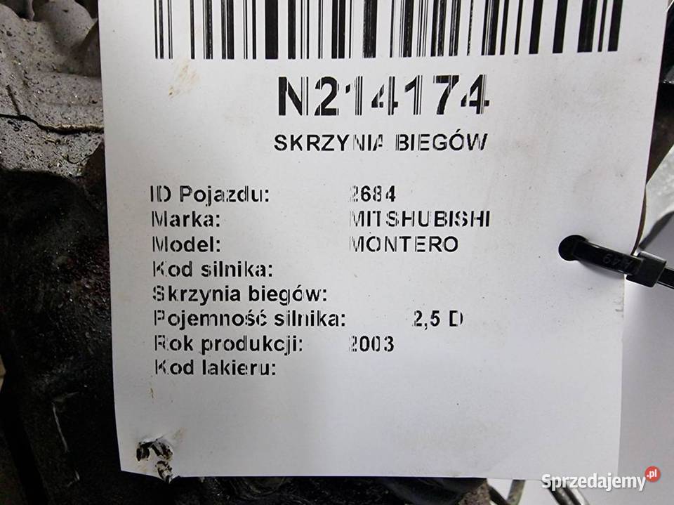 SKRZYNIA BIEGÓW MITSHUBISHI MONTERO 25 DDI kujawsko-pomorskie