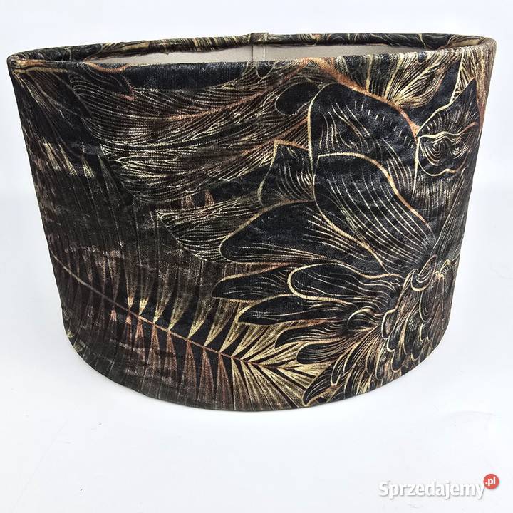 Glamour abażur cylinder ciemnozielony welur i Bronisze