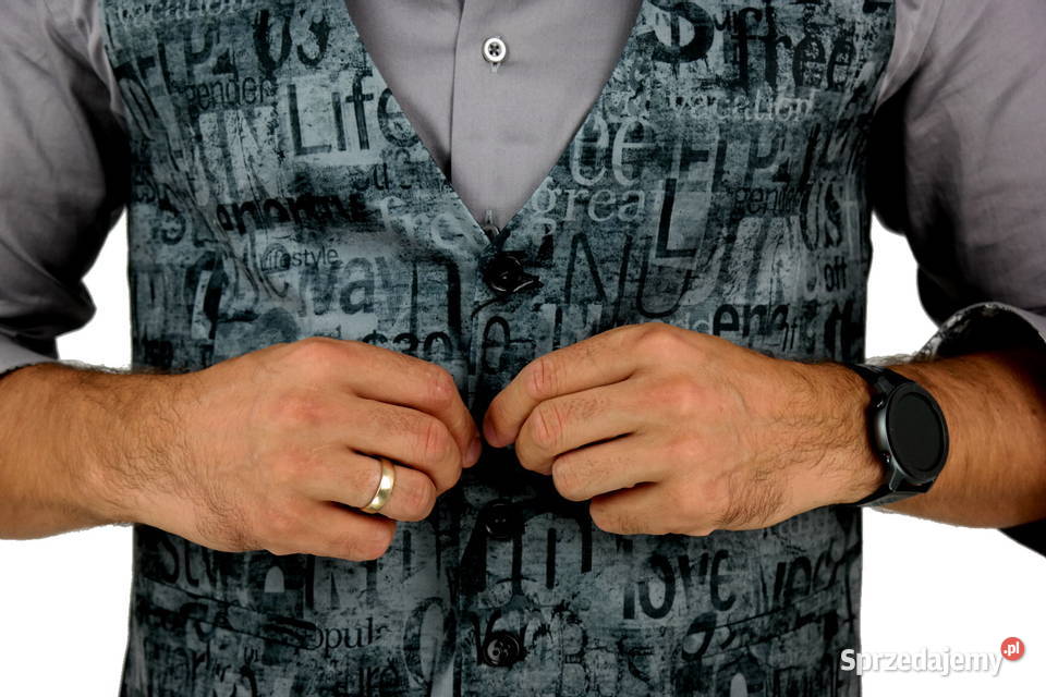 GIOVANNI PERA Kamizelka Męska D611 Grafit napisy Ostrów Wielkopolski