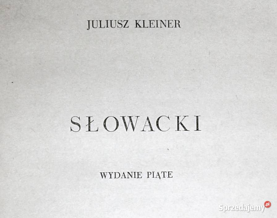 Słowacki Juliusz Kleiner Pozostałe sprzedam