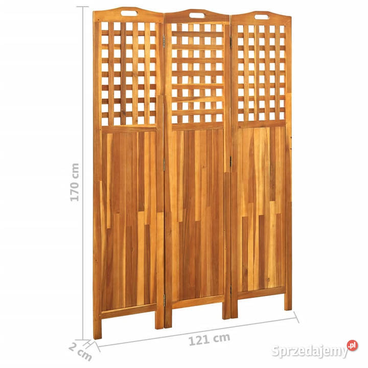 Parawan 3panelowy 121x2x170 lite drewno akacjowe mazowieckie Warszawa