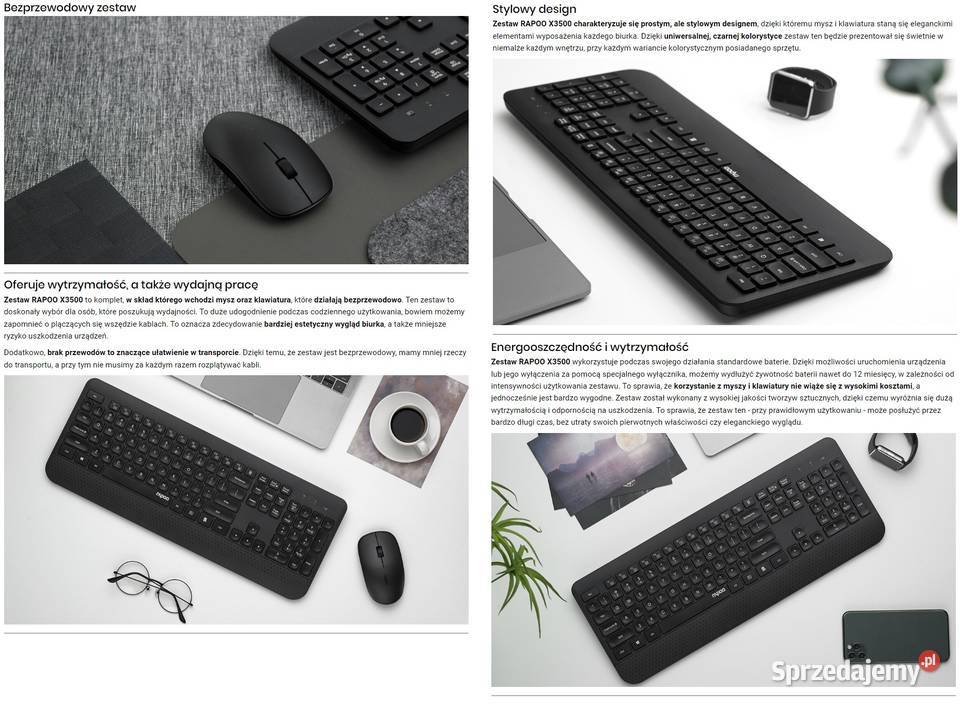 Zestaw klawiatura mysz RAPOO X3500 bezprzewodowe