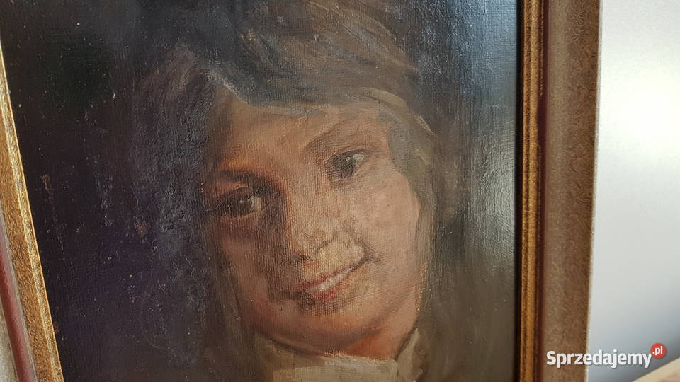 Stary sygnowany obraz olejny na płycie śląskie Dąbrowa Górnicza