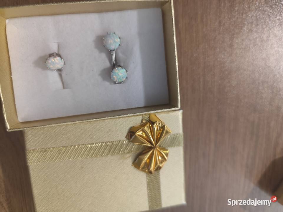 Kolczyki z wisiorkiem srebro z opalem srebro Warka