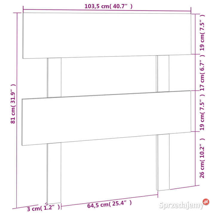 Wezgłowie łóżka czarne 1035x3x81 lite drewno