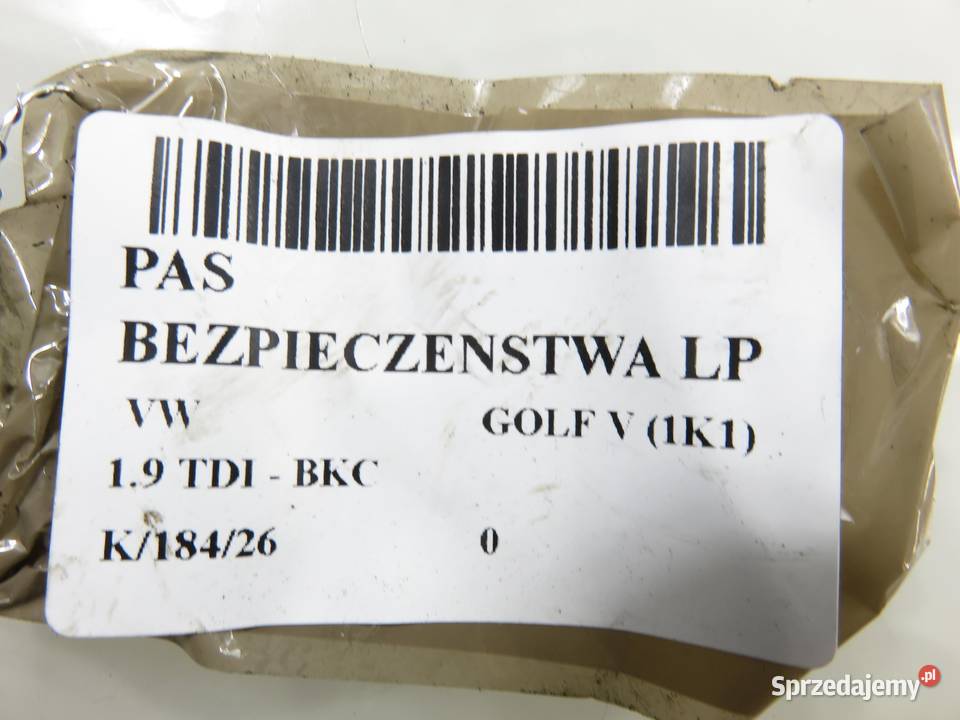 PAS LEWY PRZEDNI VW GOLF V 1K4857705D 6002213100 osobowe Wyposażenie wnętrza sprzedam
