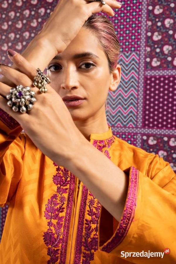 Pomarańczowa tunika Bollywood XL 42 kameez haft długi Szczecin
