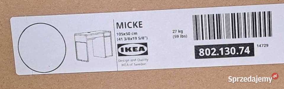NOWE biurko Ikea MICKE białe 105x75