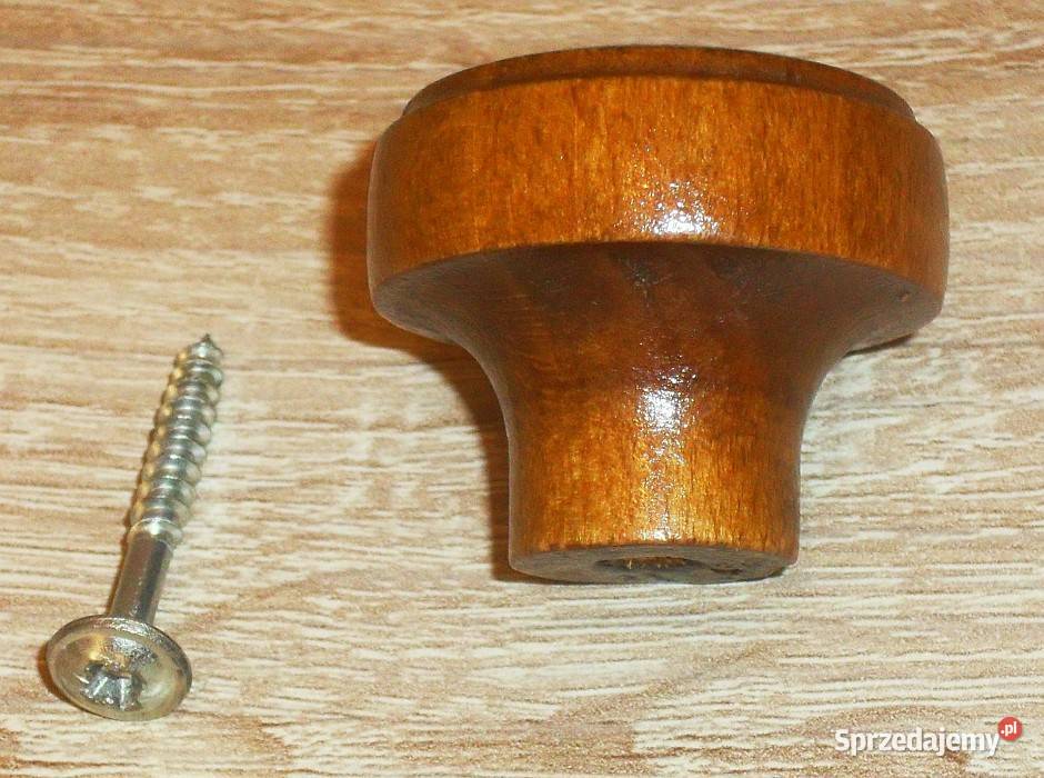 Uchwyt meblowy gałka drewniana kolor orzech śląskie sprzedam