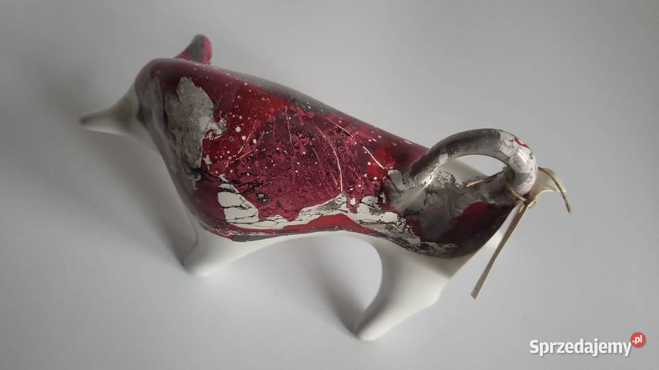 Byk Figurka Byczek ceramiczny ręcznie malowany Sierakowice