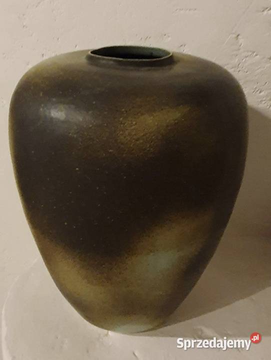 WAZON z ceramiki ręczna praca duży pękaty szary