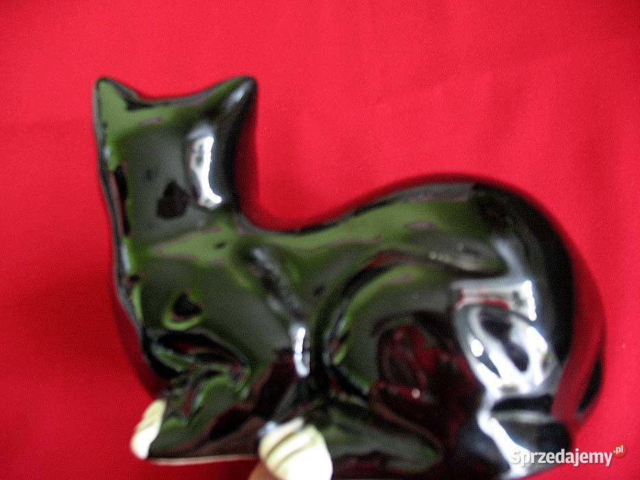 Kot czarno biały kociak Figurka ceramika 10 x 14