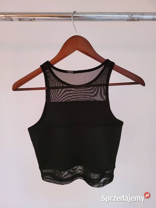 Czarny top crop top bluzka siateczka Liszki