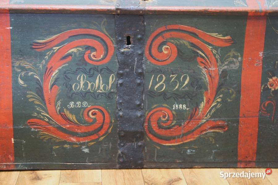 Oryginalny Kufer Malowany 1832 AntykiMarki mazowieckie