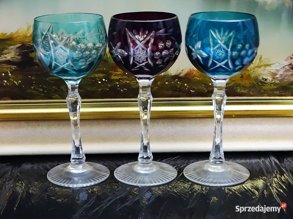 Kieliszki kryształowe kolorowe zestaw 7 sztuk Biłgoraj