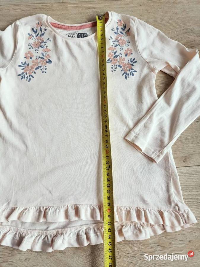 Bluzka koszulka dziewczęca na długi rękaw ecru