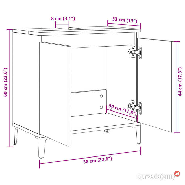Szafka pod umywalkę dąb sonoma 58x33x60 WM847408 Warszawa