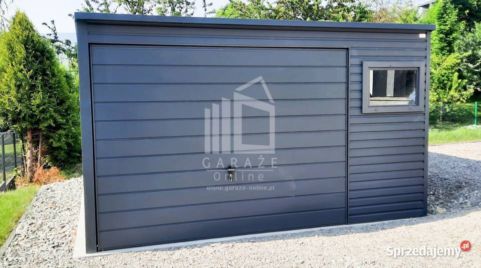 GARAŻ BLASZANY 4m x 7m spad tył Brama okno 28m2 Łódź