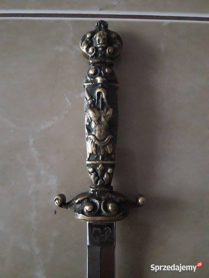 Antyczny mosiężny sztylet sygnowany UNIKAT Janów Lubelski