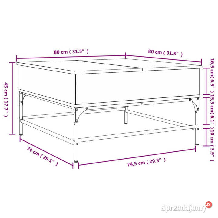 Stolik kawowy czarny 80x80x45 WM845401 Warszawa