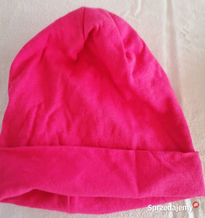 Czapka dziecięca bawełniana kolor malinowy dziewczynka