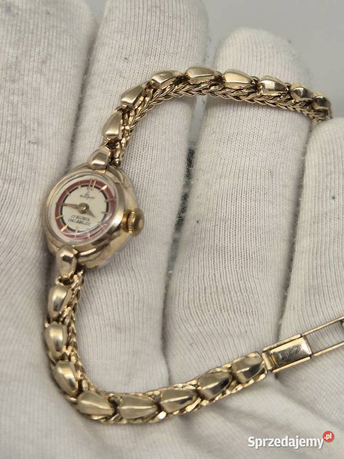 Piękny biżuteryjny zegarek vintageBischoff Au20 Chorzów sprzedam