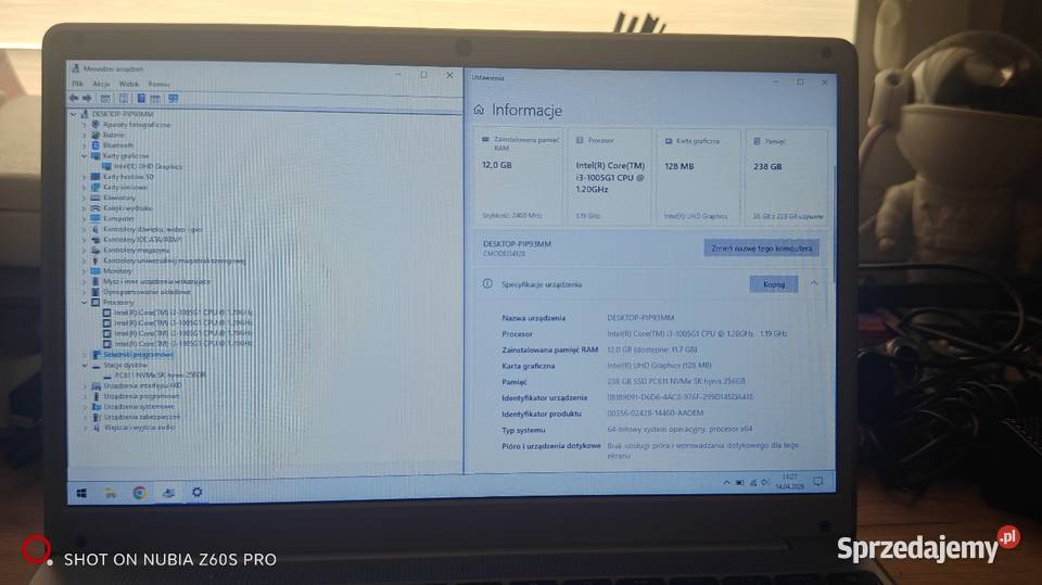 14 i3 10th gen 12Gb Ram 256Gb SSD Siedlce