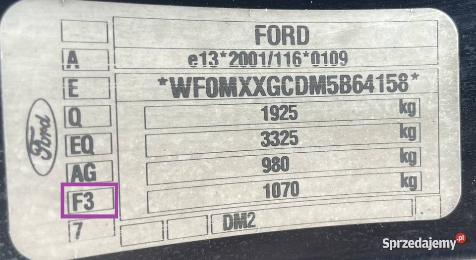 Ford C 20 Duratec HE 145 kolor F3 NA CZĘŚCI Piotrków Trybunalski