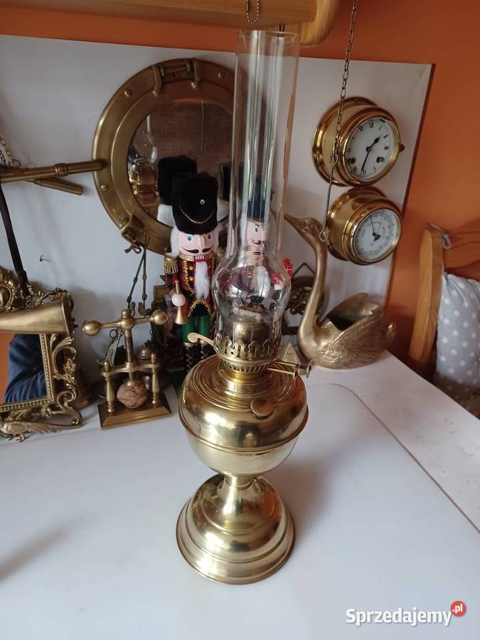 Piękna lampa naftowa mosiężna masywna Poznań