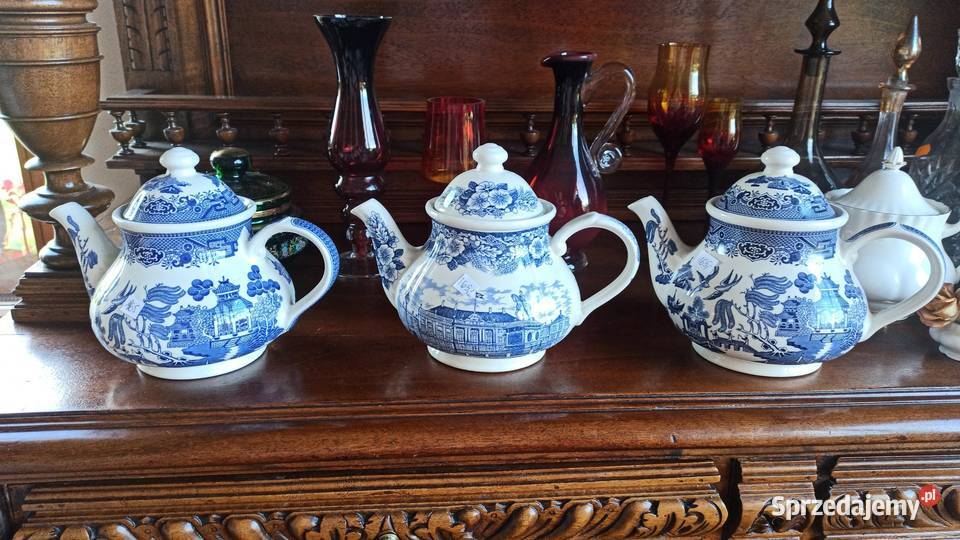 Dzbanek do kawy Angielska granatowa porcelana Gdańsk