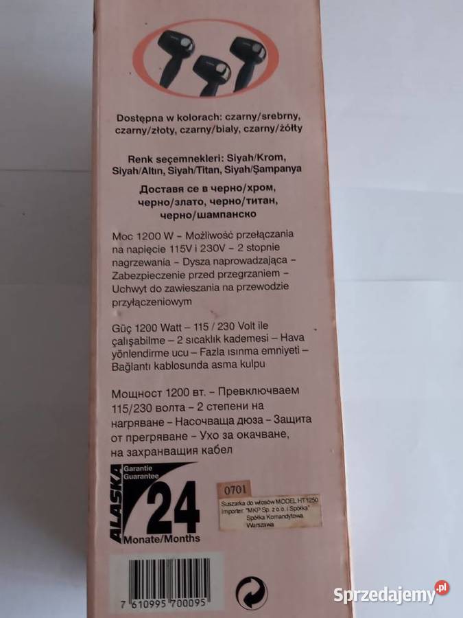 SUSZARKA DO WŁOSÓW ALASKA