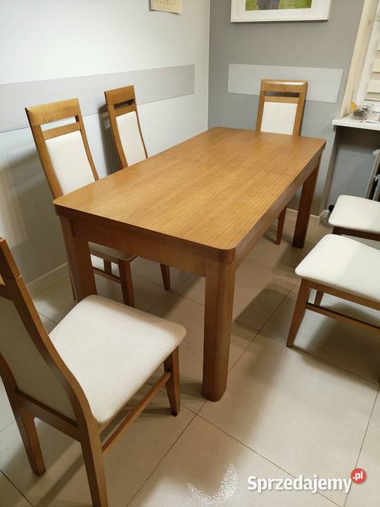 Duży solidny stół rozkładany i 6 krzeseł komplet sprzedam