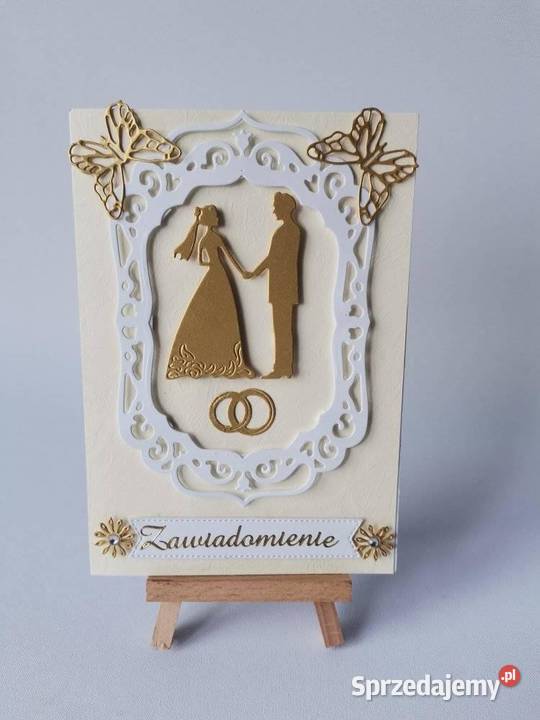 ZAWIADOMIENIA ŚLUB PARA MŁODA ZŁĄCZONA W KORONCE Rękodzieło wielkopolskie Poznań sprzedam