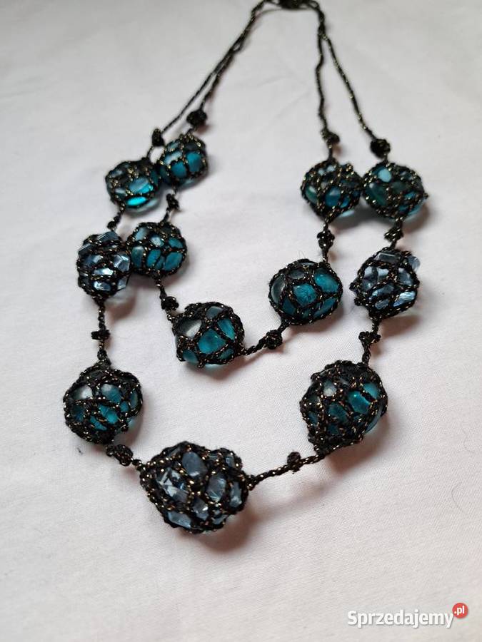 Naszyjnik handmade z kamieniami na podwójnym sprzedam