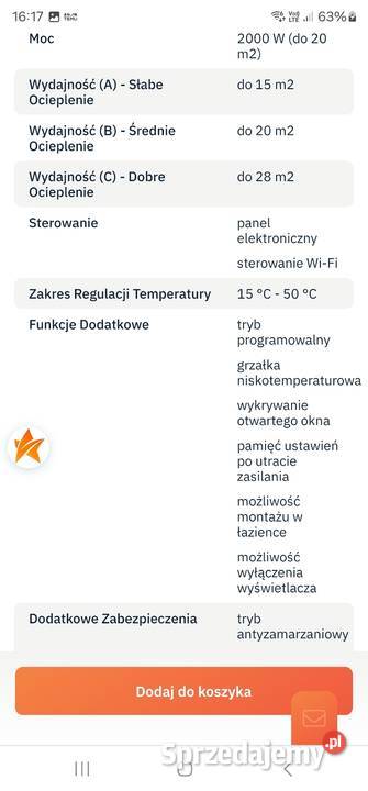 Grzejnik elektryczny Olsztyn