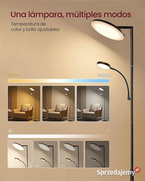 Lampa podłogowa z lampką regulowana wysokość Golina
