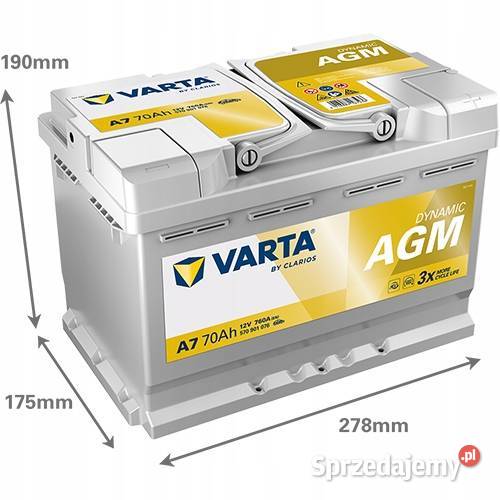 Akumulator VARTA AGM A7 E39 70 Ah 700A 54 61 63 Kędzierzyn-Koźle