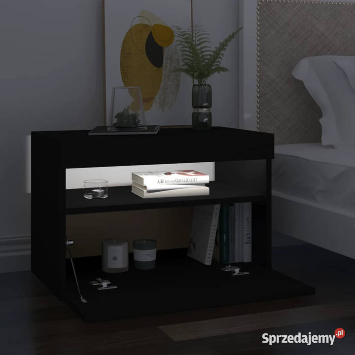 Szafki TV z oświetleniem LED 2 czarne 60x35x40 Warszawa
