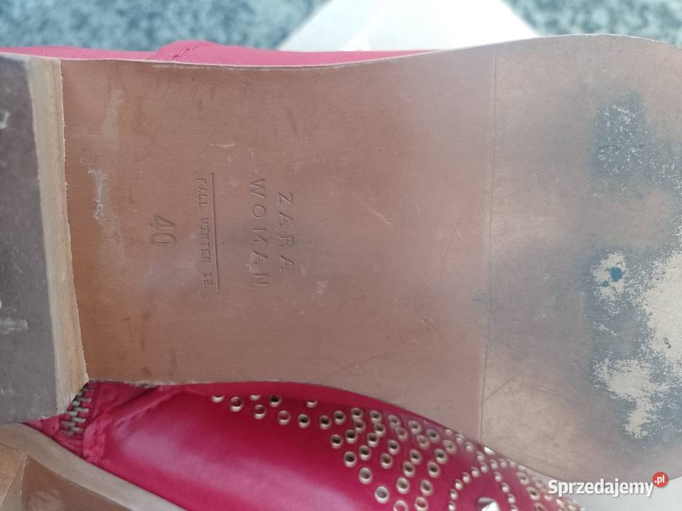 40 ZARACzerwone skórzane bogato zdobione Botki z 26cm Kraków sprzedam