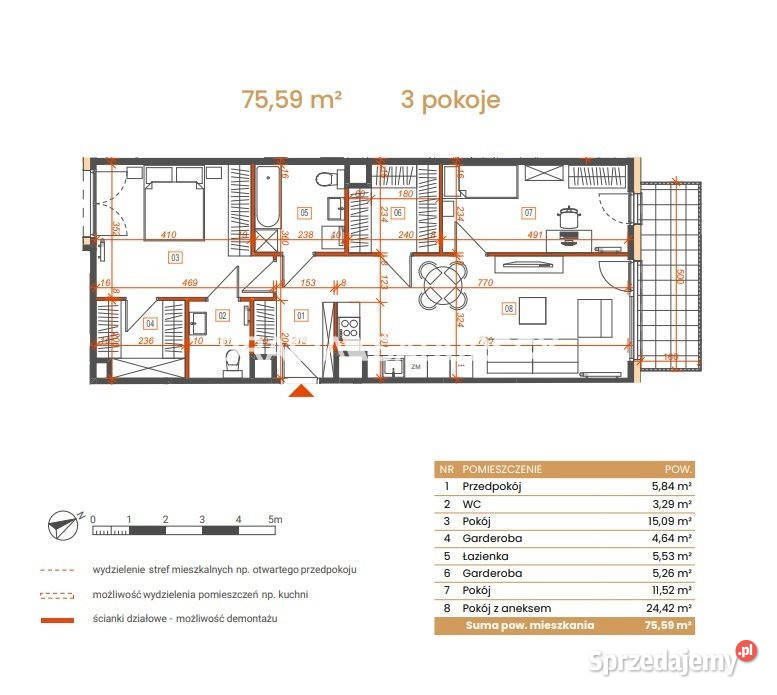 Mieszkanie 7559m2 3pok Katowice Ceglana Liczba pokoi 3 Nieruchomości