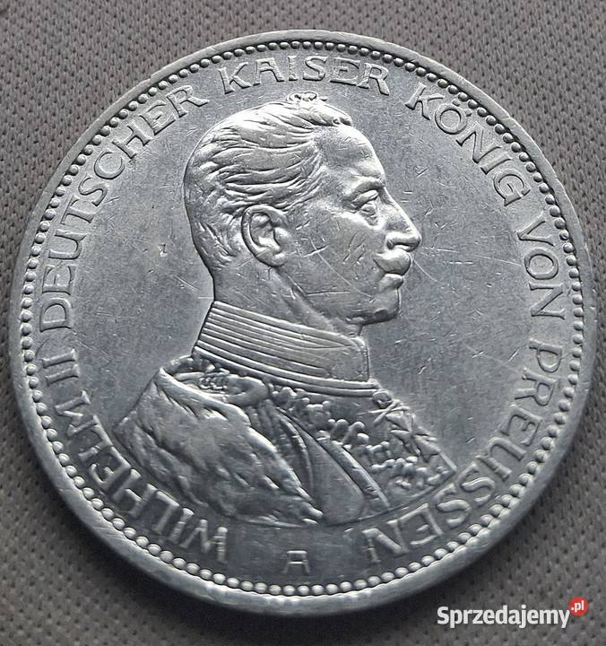 NIEMCY PRUSY WILHELM 3 MARKI 1914 rAW MUNDURZE Legionowo