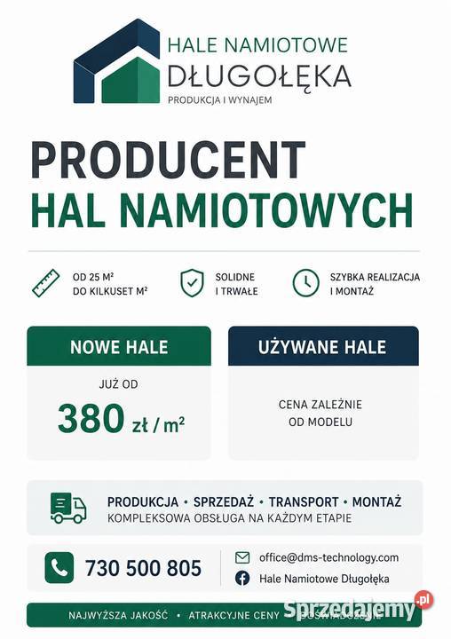Na sprzedaż Hala namiotowa 10x20x3 m solidna i Sprzedaż dolnośląskie Oleszna