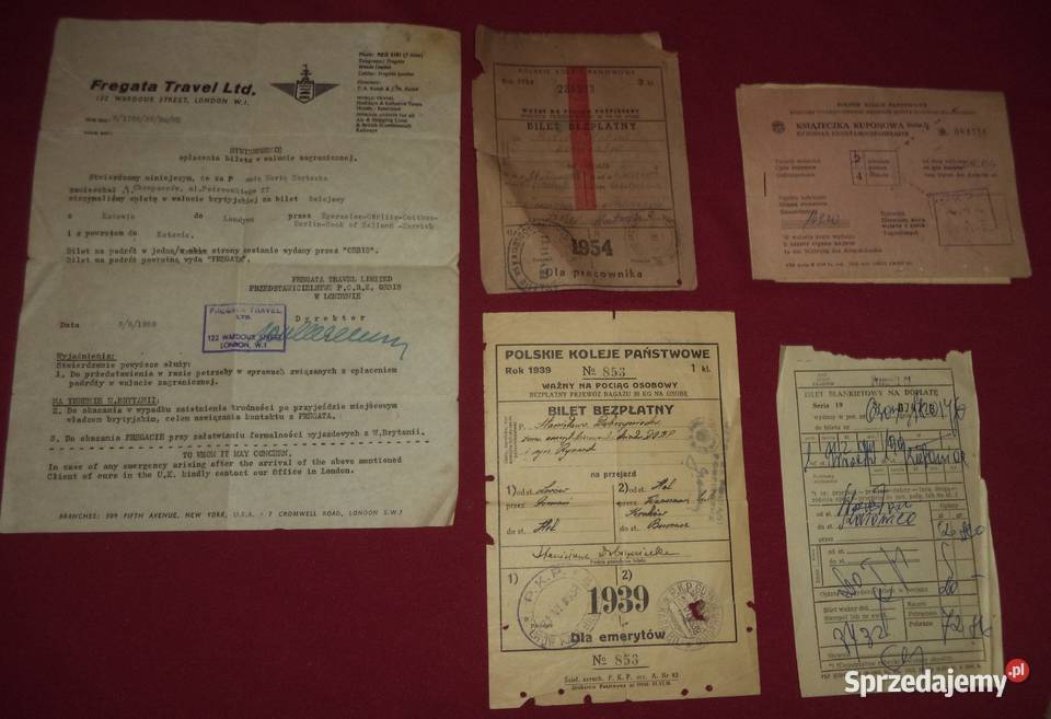 PKP bilet kartonikowy Lwów rozkład jazdy sprzedam