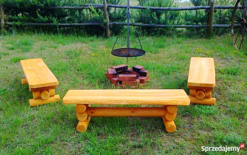 Meble ogrodowe barowe drewniane ogniskowe 100 Chojnice