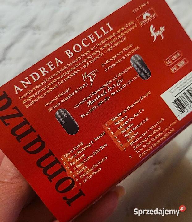 Andrea Bocelli dwie kasety w stanie IDEALNYM Chełmno sprzedam