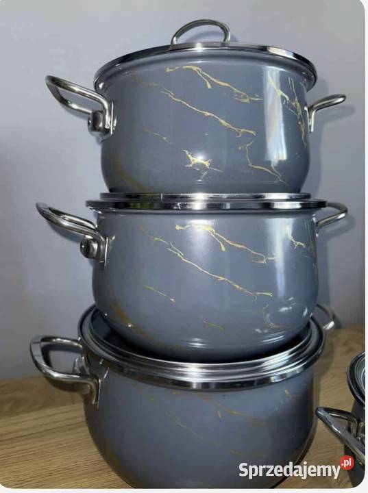 229 Garnki emaliowane szare 4 sztuki Edenberg