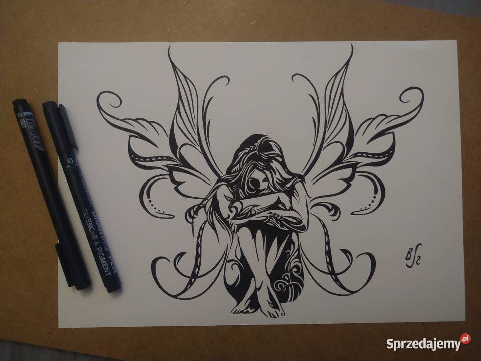Rysunek motylka 2 cienkopis blok t A4 250 gm2 Warszawa sprzedam