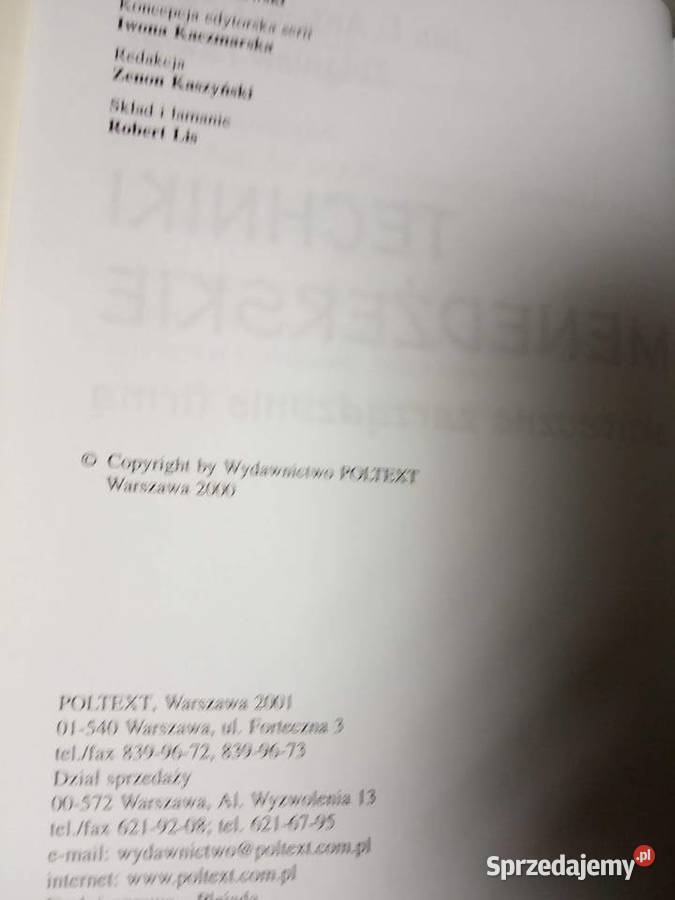 Techniki menadżerskie książki używane księgarnie Warszawa