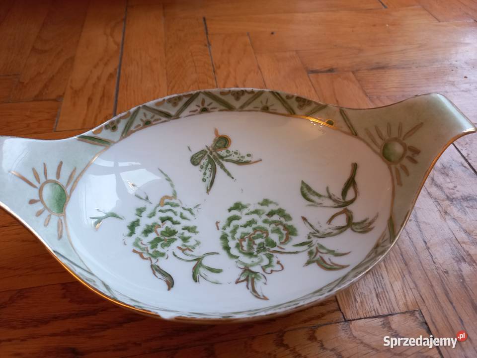 porcelana stara ręcznie malowana patera Piastów