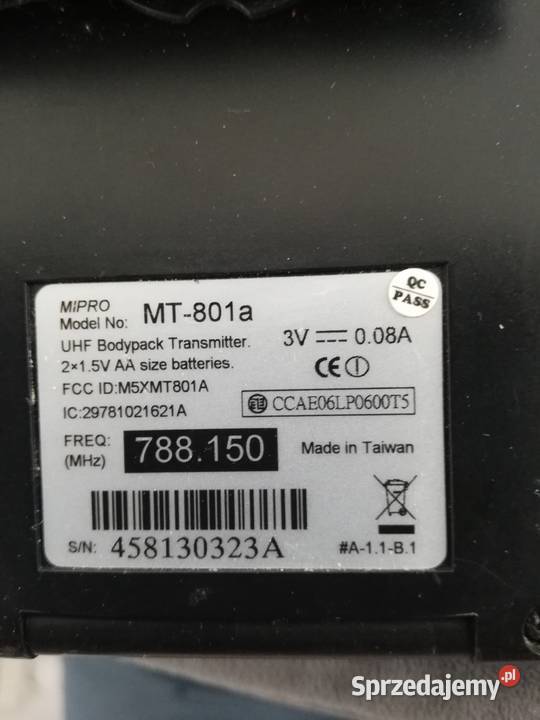 Transmiter NADAJNIK UHF MIPRO MT801A Ozorków